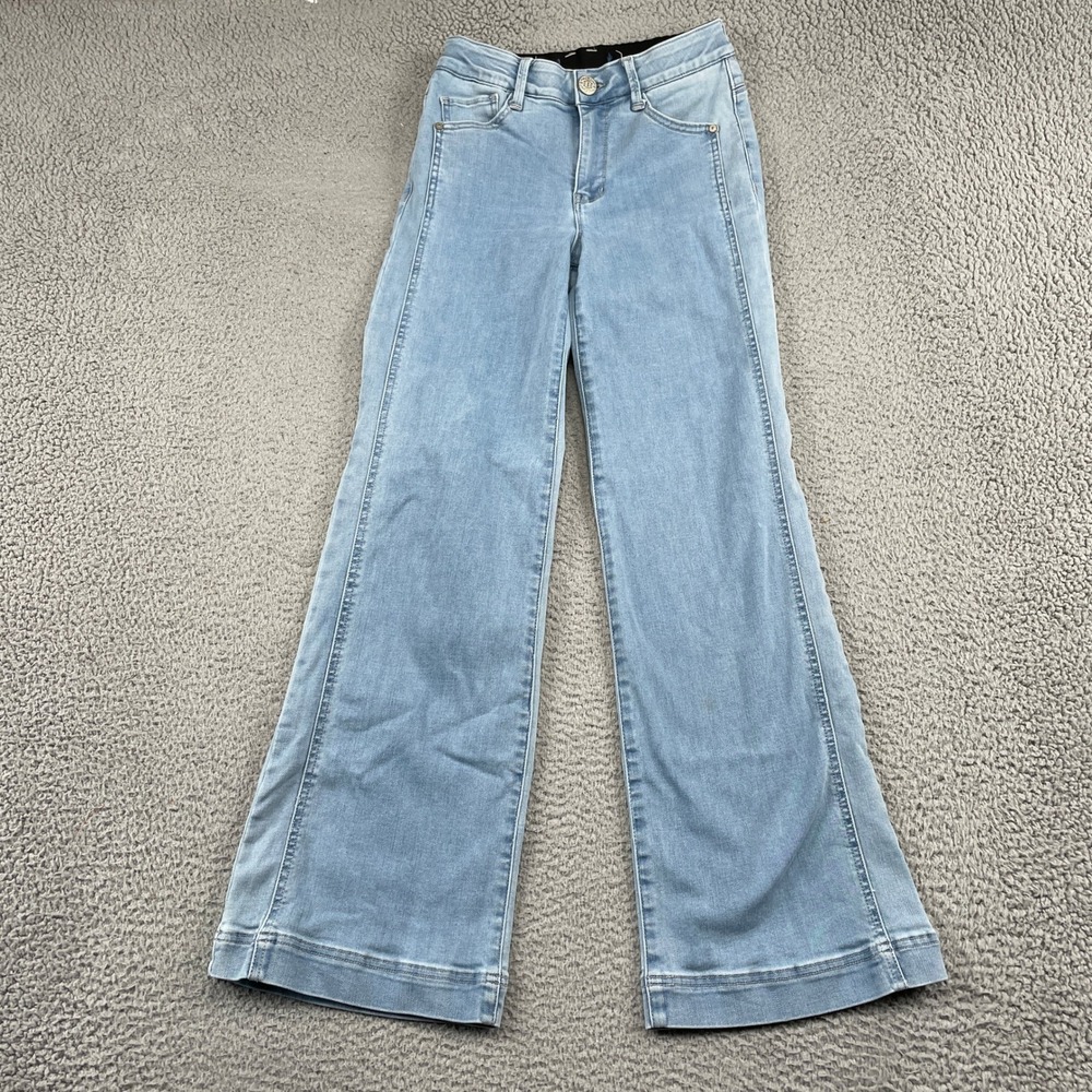 Democracy Jeans Women 2 Blue Ab Solution Wide Leg High Rise Stretch Denim BH2528